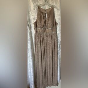 Oleg Cassini Metallic Blush 22W Maxi Dress Formal Evening Gown Mother of Bride